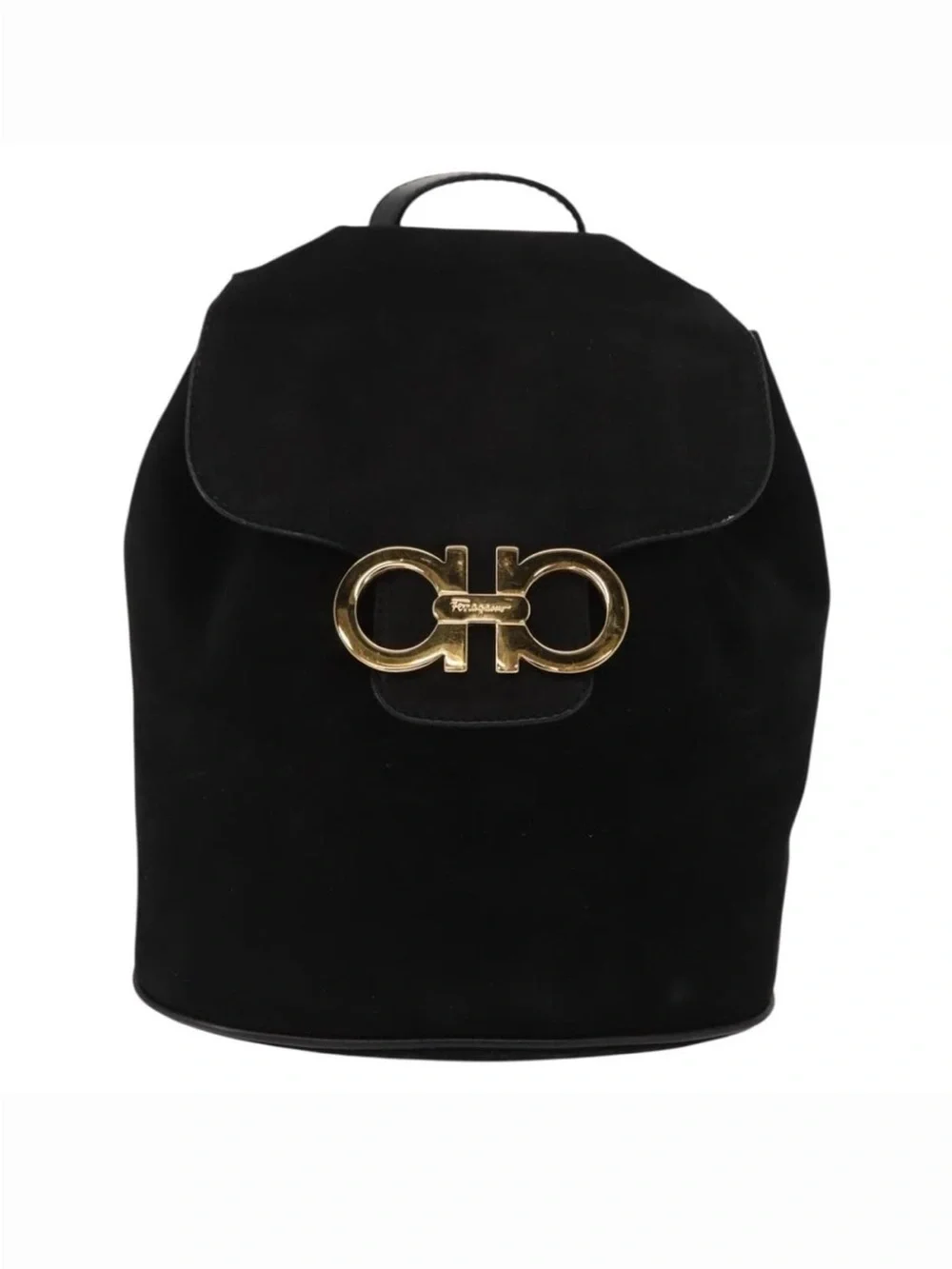 Salvatore Ferragamo Gancini Vintage Black Suede Backpack